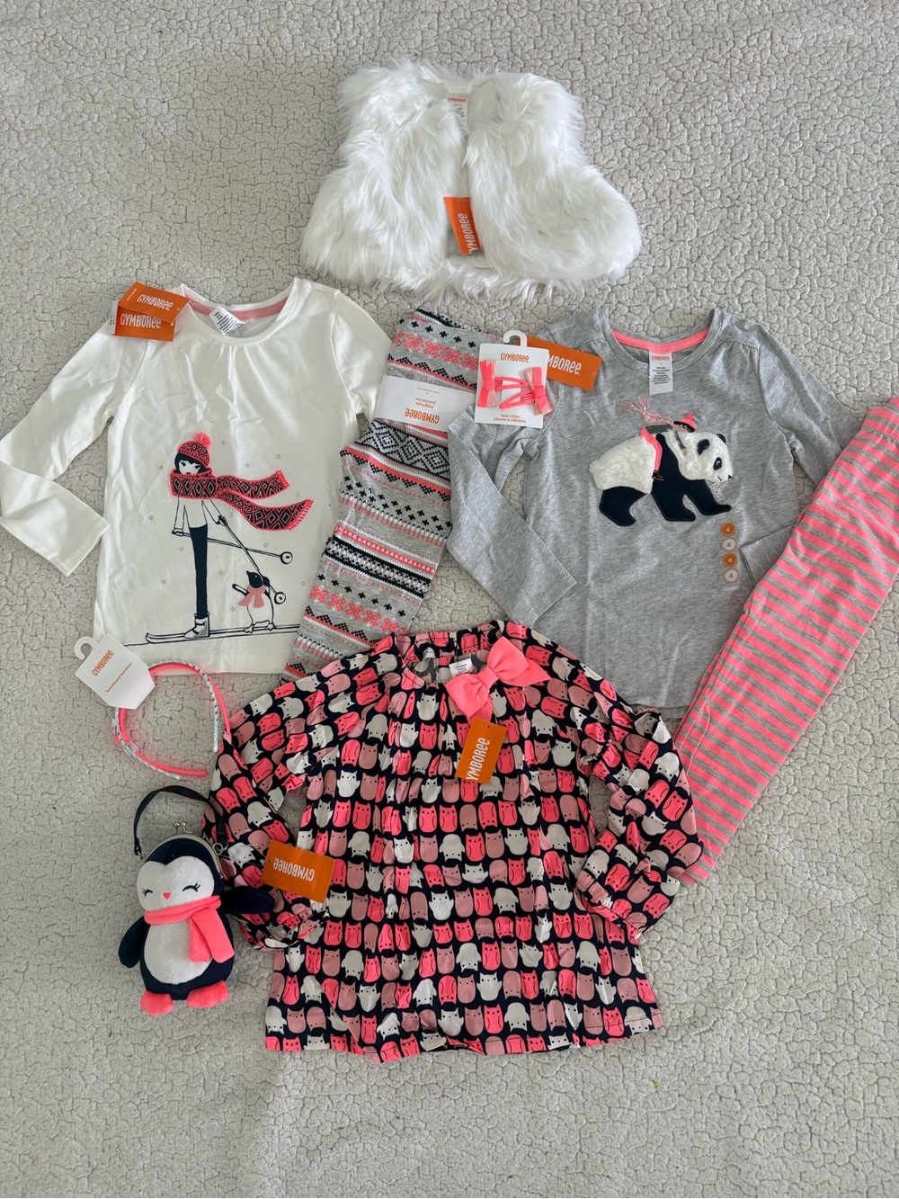 New girls Gymboree Sz 4 shirt, leggings, purse, vest, headband bundle